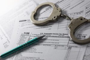 handcuffs on a tax form